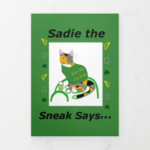 Sadie the Sneak Trifold St. Patrick's Day Card Dreifach Gefaltete Urlaubskarte