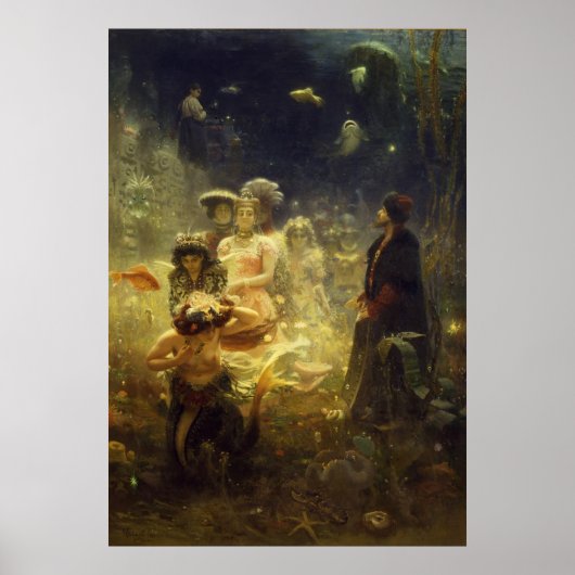 Sadko im Unterwasserreich Ilya Repin Mermaid Poster (Vorne)