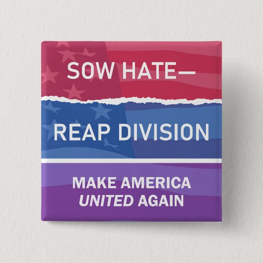 Säe Hass - ernte Spaltung; Mach Amerika wieder VER Button (Vorderseite)