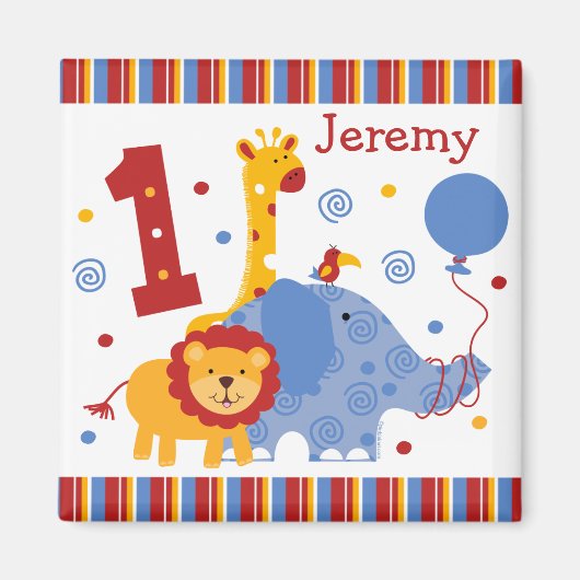 Safari 1. Geburtstag Custom Magnet (Vorne)