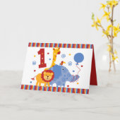 Safari-1. Geburtstags-kundenspezifische Karte (Gelbe Blume)