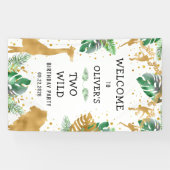 Safari 2. Geburtstag Party Green Gold Willkommen Banner (Horizontal)