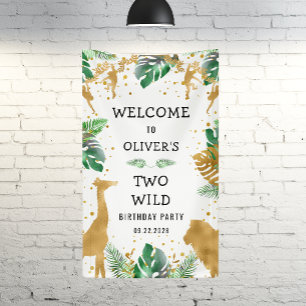 Safari 2. Geburtstagsfeier Grün Gold Willkommen Banner