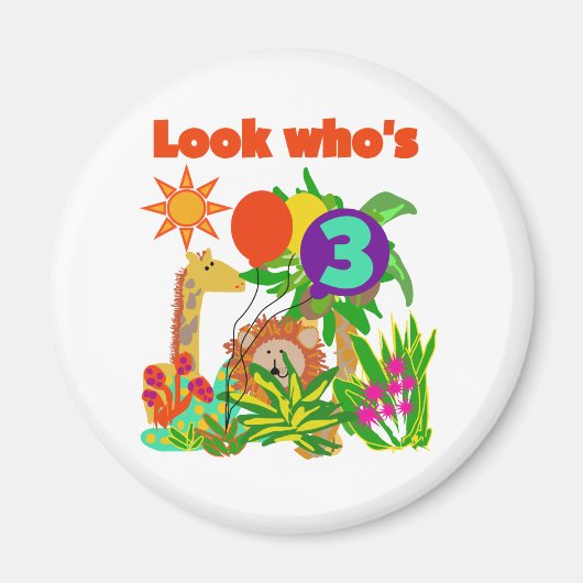 Safari 3. Geburtstag Tshirts und Geschenke Magnet (Vorne)