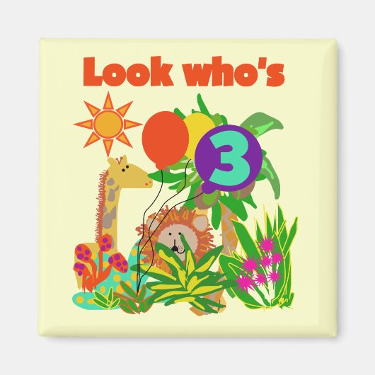 Safari 3. Geburtstag Tshirts und Geschenke Magnet (Vorne)