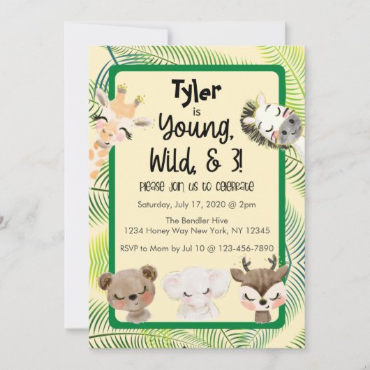Safari 3. Geburtstags-Party Einladung (Vorderseite)