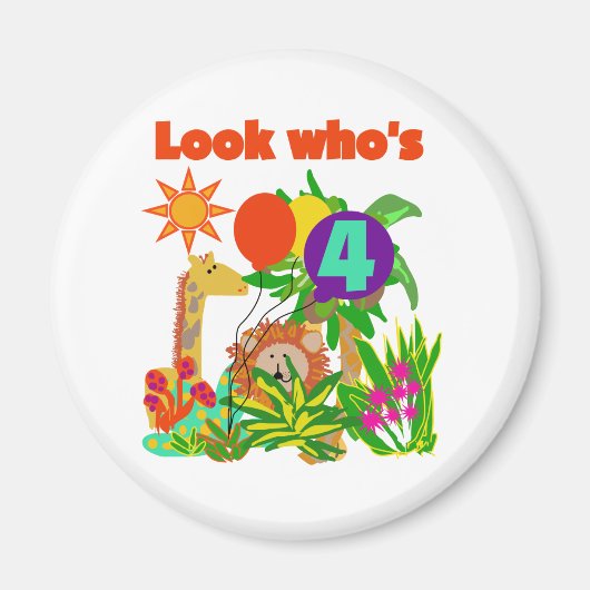 Safari 4. Geburtstag Tshirts und Geschenke Magnet (Vorne)