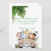 SAFARI-ABENTEUER GEBURTSTAGLICHE EINLADUNG, DIGITA EINLADUNG (Vorne/Hinten)