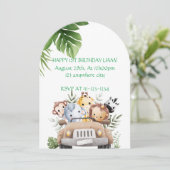 SAFARI-ABENTEUER GEBURTSTAGLICHE EINLADUNG, DIGITA EINLADUNG (Stehend Vorderseite)