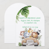 SAFARI-ABENTEUER GEBURTSTAGLICHE EINLADUNG, DIGITA EINLADUNG (Vorne/Hinten)