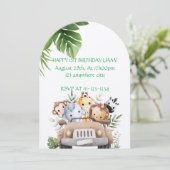 SAFARI-ABENTEUER GEBURTSTAGLICHE EINLADUNG, DIGITA EINLADUNG (Stehend Vorderseite)