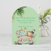 SAFARI-ABENTEUER GEBURTSTAGLICHE EINLADUNG, DIGITA EINLADUNG (Stehend Vorderseite)