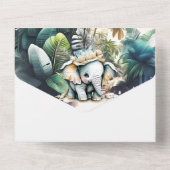 Safari-Abenteuer niedlicher Elefantendschungel All In One Einladung (Rückseite)