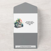 Safari-Abenteuer niedlicher Zebra-Dschungel-Grünzo All In One Einladung (Außenbereich)