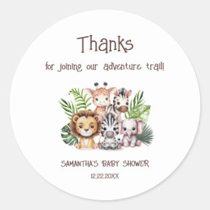 Safari-Abenteuer-Trail-Mix-Baby-Shower-Aufkleber Runder Aufkleber