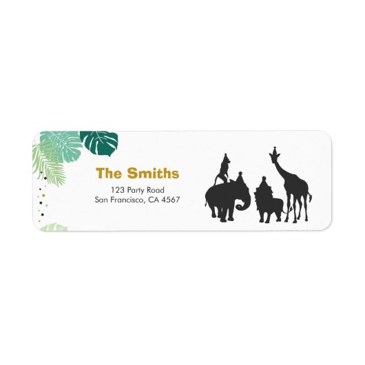 Safari Address Labels Wilde ein Tiere Jungle Zoo (Vorne)