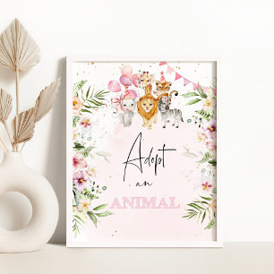 Safari adopt an aminal birthday poster