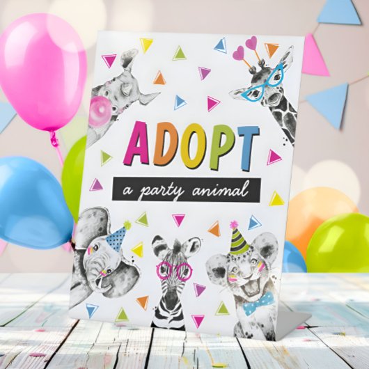 Safari Adopt an Animal Birthday Party Table Sign Sockelschild