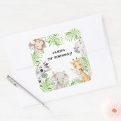 Safari Adventure 1. Geburtstag Quadratischer Aufkleber (Umschlag)