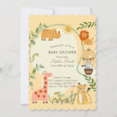 Safari Adventure Awaits Baby Shower scalloped Einladung (Vorderseite)