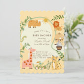 Safari Adventure Awaits Baby Shower scalloped Einladung (Stehend Vorderseite)
