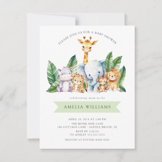 Safari Adventure Baby Shower Einladung (Vorderseite)