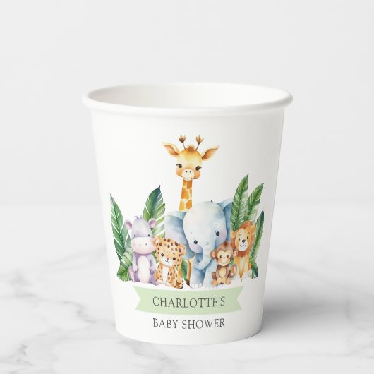 Safari Adventure Baby Shower Pappbecher (Rückseite)