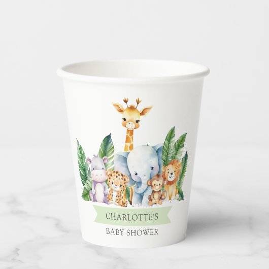 Safari Adventure Baby Shower Pappbecher (Vorderseite)