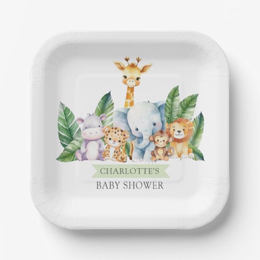 Safari Adventure Baby Shower Pappteller (Vorderseite)