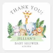 Safari Adventure Baby Shower Vielen Dank Quadratischer Aufkleber (Vorderseite)