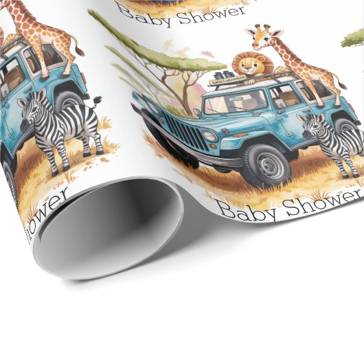 Safari Adventure Boy Baby Shower Geschenkpapier (Rolleneckpunkt)
