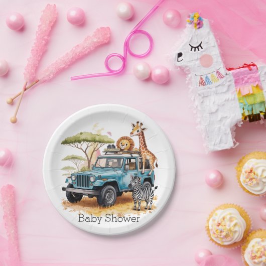 Safari Adventure Boy Baby Shower Pappteller (Party)