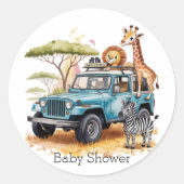 Safari Adventure Boy Baby Shower Runder Aufkleber (Vorderseite)
