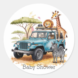 Safari Adventure Boy Baby Shower Runder Aufkleber