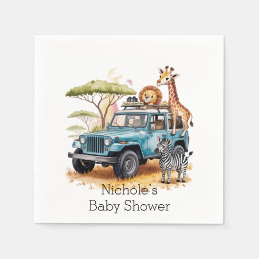 Safari Adventure Boy Baby Shower Serviette (Vorderseite)