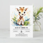 Safari Adventure Giraffe Friends Geburtstag Einladung (Stehend Vorderseite)