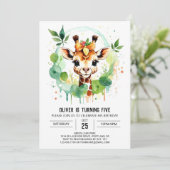 Safari Adventure Giraffe Geburtstag Einladung (Stehend Vorderseite)