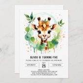 Safari Adventure Giraffe Geburtstag Einladung (Vorne/Hinten)