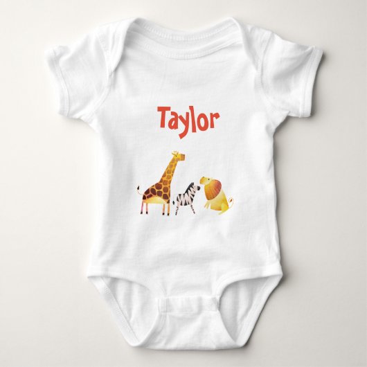 Safari Adventure Giraffe Zebra Lion Baby Strampler (Vorderseite)