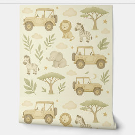 Safari Adventure Kinderzimmer Wallpaper Neutraler Tapete