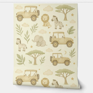 Safari Adventure Kinderzimmer Wallpaper Neutraler  Tapete