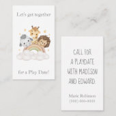 Safari Adventure Playdate Telefonnummerkarte (Vorne/Hinten)