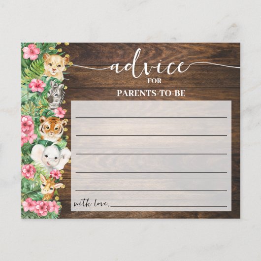 Safari Advice Mom & Dad Pink Rustic Shower Card Flyer (Vorne)