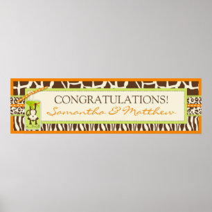 Safari Affen & Schnuller Animal Print Baby Banner Poster