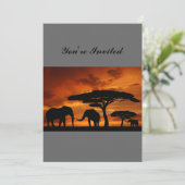Safari African Baobab Baum Elefant Silhouette Einladung (Stehend Vorderseite)