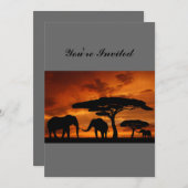 Safari African Baobab Baum Elefant Silhouette Einladung (Vorne/Hinten)