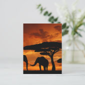 Safari African Baobab Tree Elefant Silhouette Postkarte (Stehend Vorderseite)
