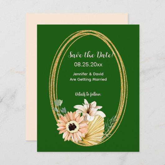 Safari African Blume Save the Date Card (Vorne/Hinten)