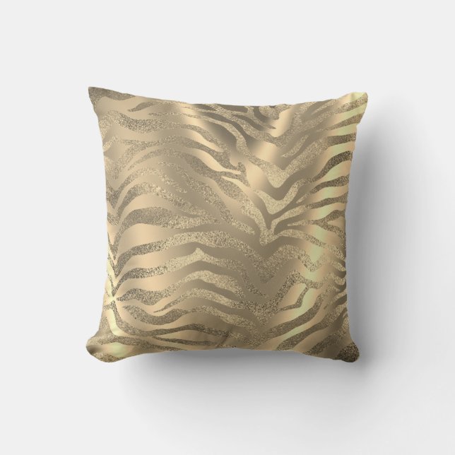 Safari African Gold Glam Zebra Animal Skin Sepia Kissen (Vorderseite)