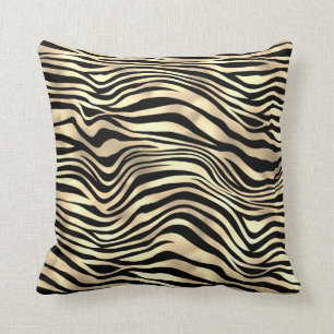 Safari African Gold Glam Zebra Animal Skin Sepia Kissen